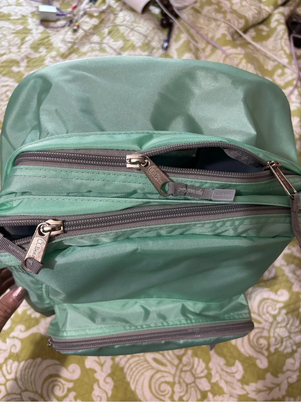 L.L. Bean Deluxe 37L Mint Green Water ProofLightweight Reflect Backpack NWT